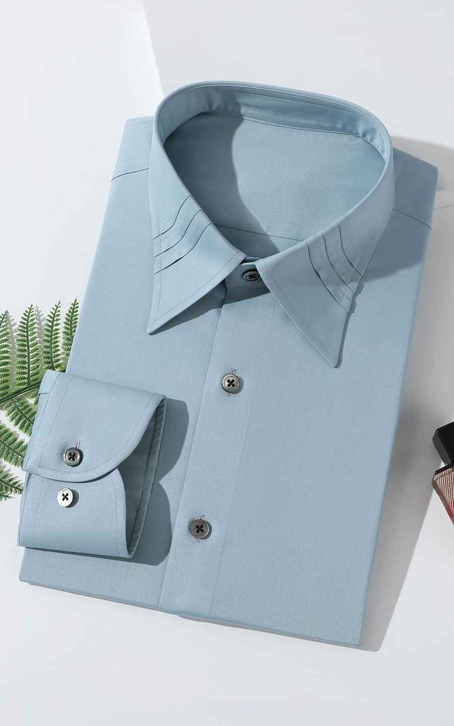 Men's Cyan Twill Long Sleeve Custom Shirt