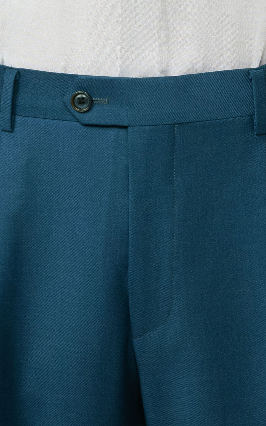 Custom Teal Suit Pants Side - Wool Tailored Trousers