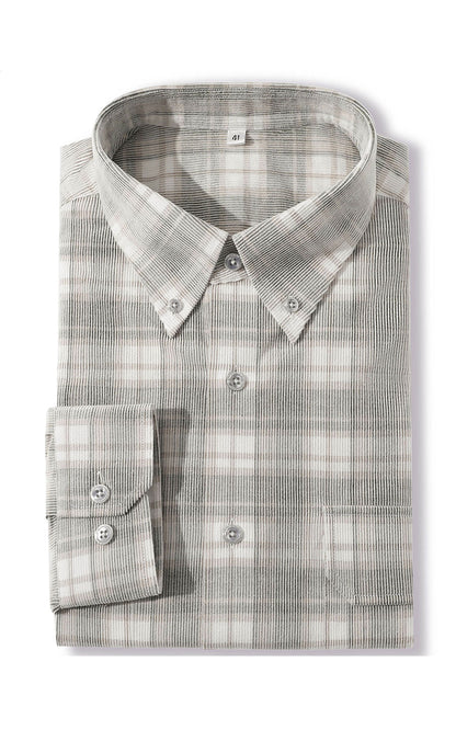 Light grey shirt back view - cotton button down style