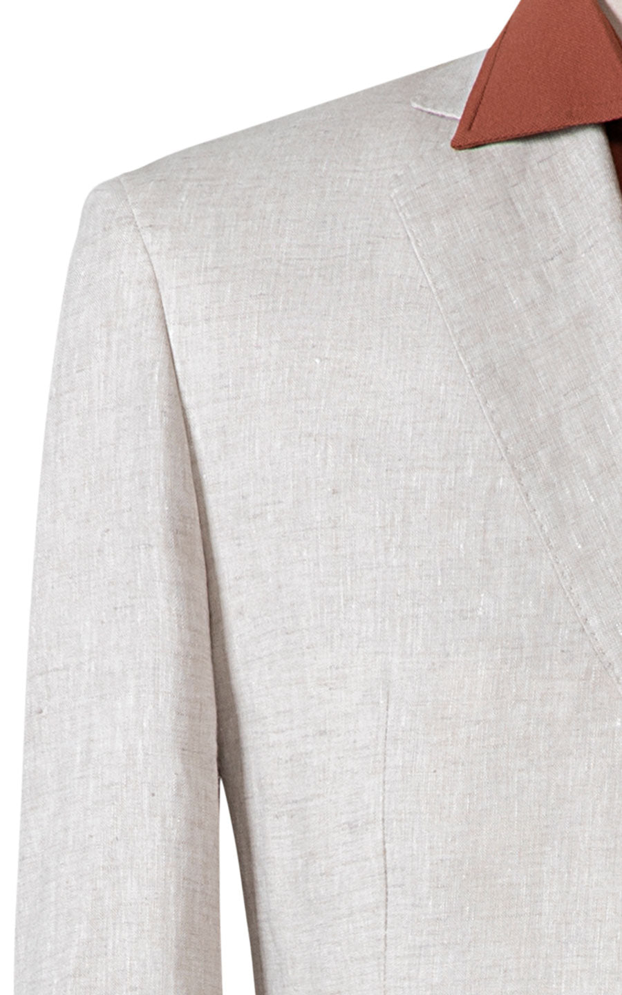 Beige linen suit fabric texture custom tailored