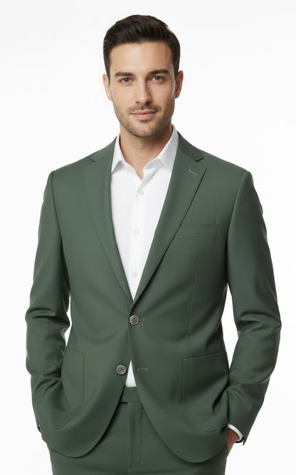 Mens Light Green Bespoke Business Suit Wedding Formal Set