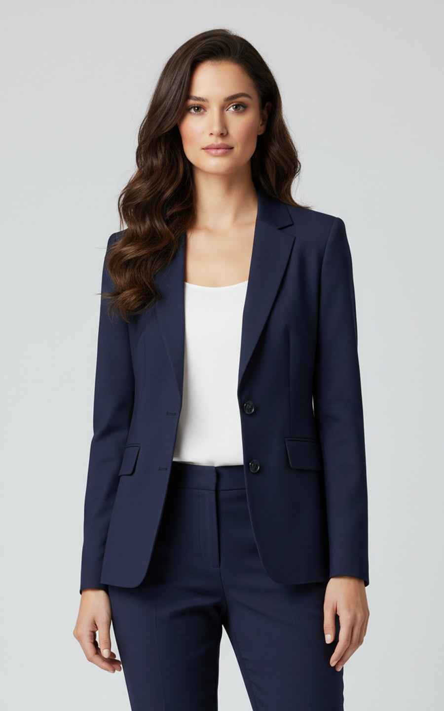 Navy Blue Women's Tailored Suit Set