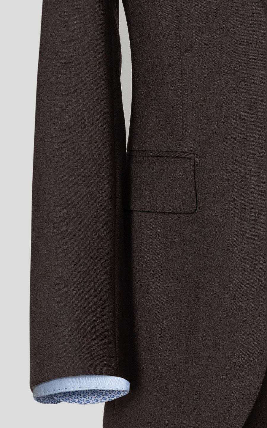 Man wearing brown twill custom tailored bespoke suit