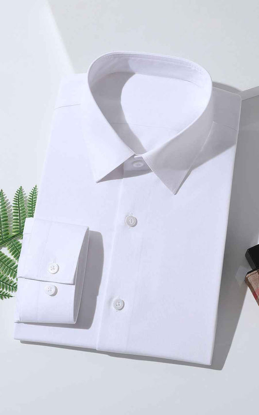 WIAI Men's White Stretch Cotton Blend Casual Shirt