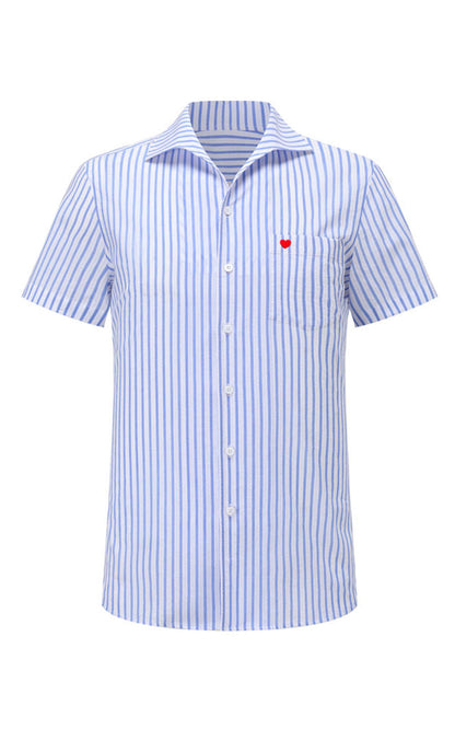 Custom Embroidered Heart Men's T-shirt - White Red