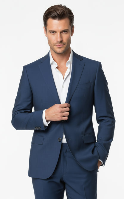 Blue Men's Custom Business Casual Two-Piece Suit Set