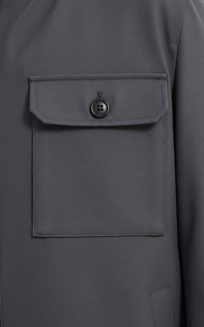 Jacket Men Utility Zip Up with Chest Pockets Gray