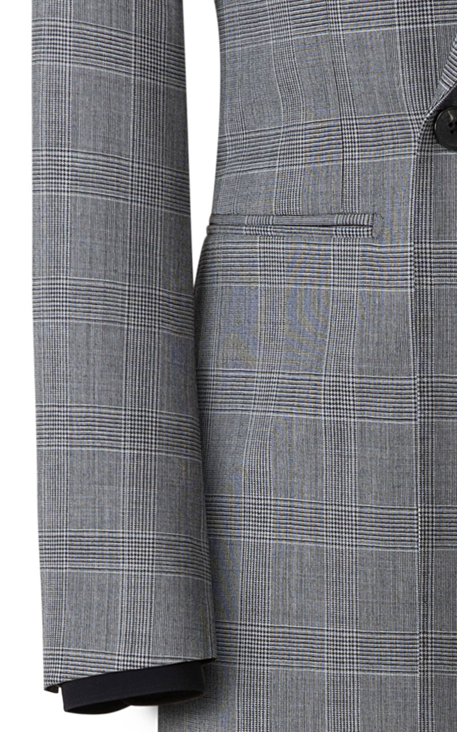Dark grey checkered bespoke suit fabric texture