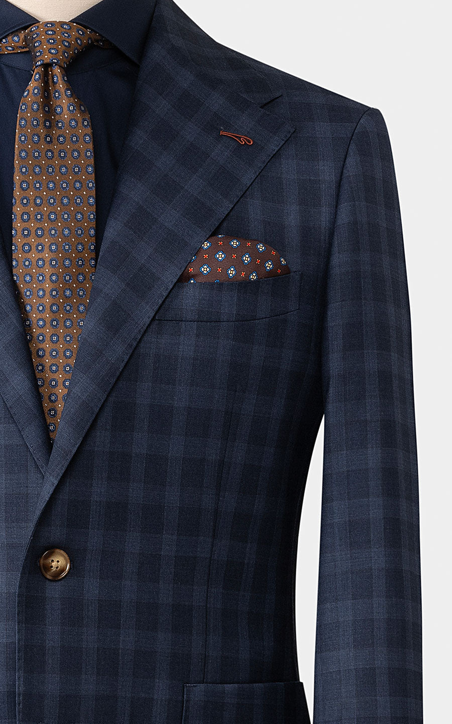 Dark Blue Plaid Pattern - Premium Tailored Suit Fabric