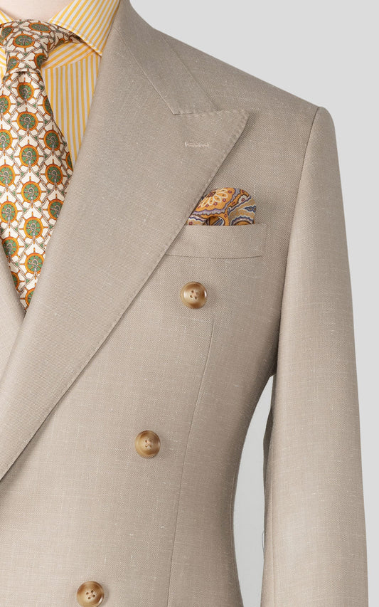 Light khaki business suit front view custom tailored