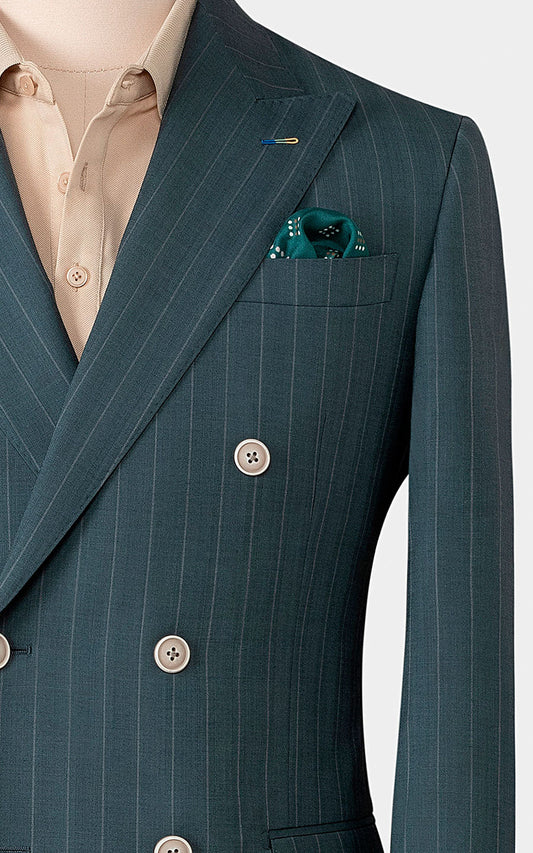Gray green herringbone blazer front view bespoke