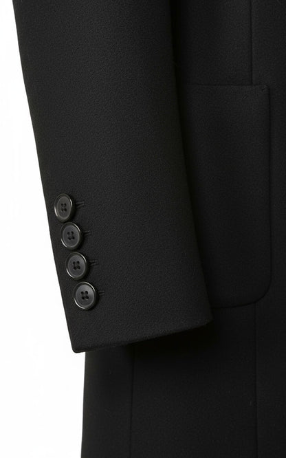 Classic Black Double-Breasted Wool Coat
