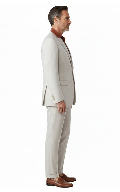 Men's Suit Customization Linen Beige Casual Set