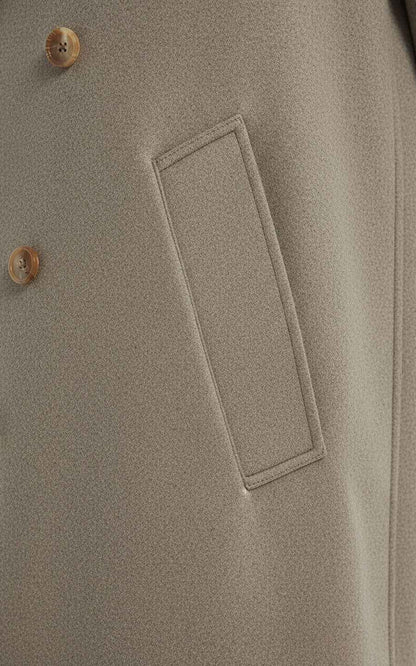 Men's Trench Coat Double-Breasted Long Taupe