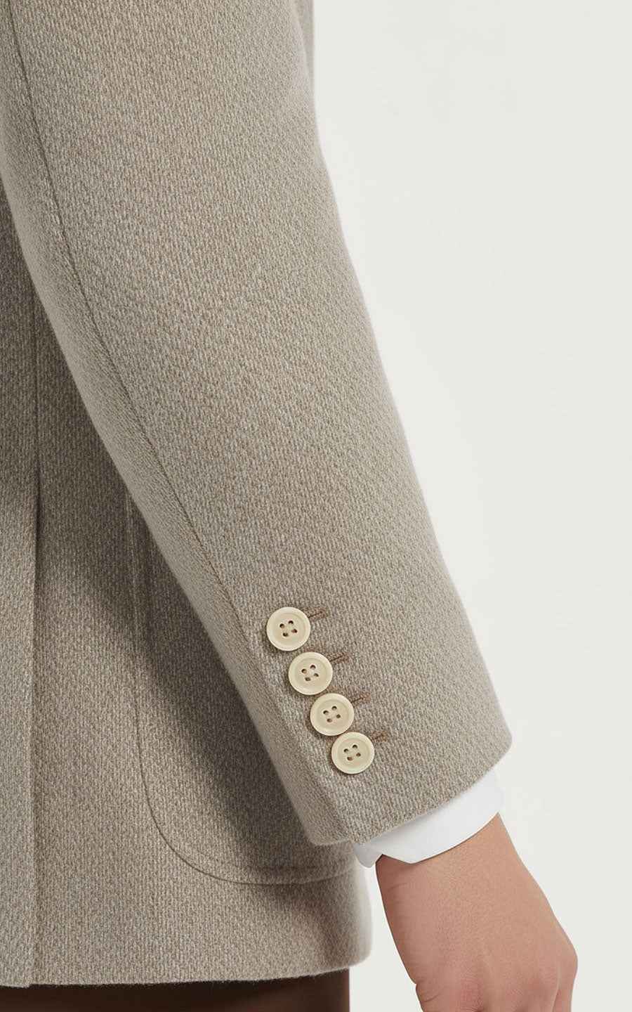 Men's Beige Suit Jacket - Textured Classic Fit