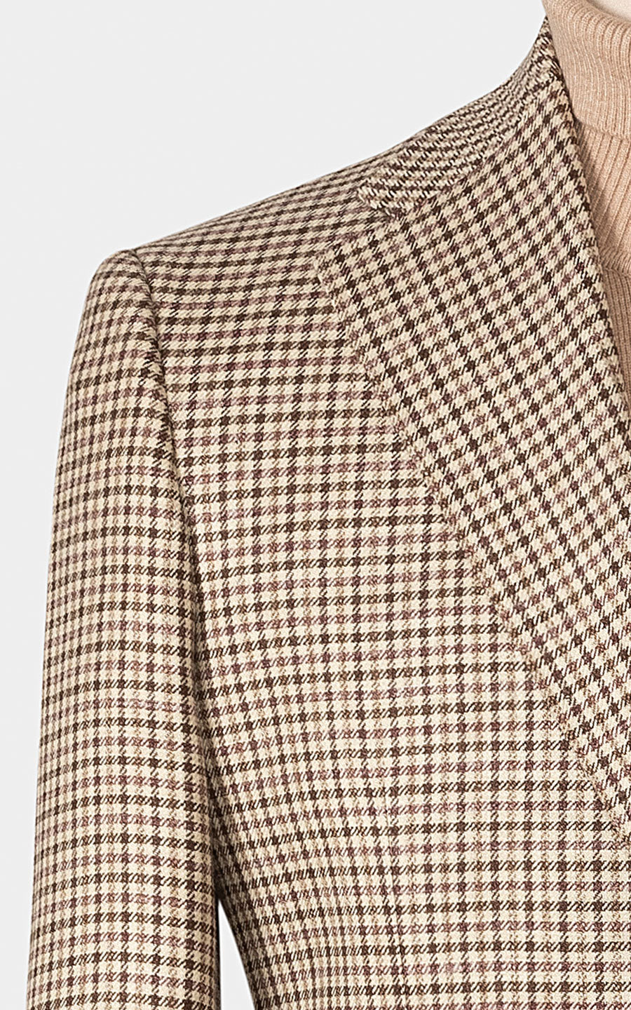 Custom fit brown wool blazer interior lining detail