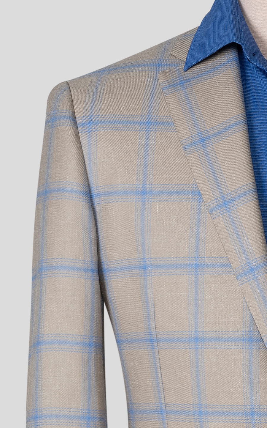 Light khaki pane blazer custom tailored men's jacket