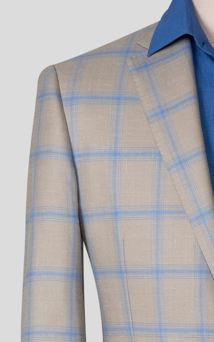 Light khaki pane blazer custom tailored men's jacket