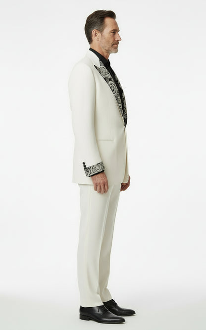 Men's White Tuxedo Suit - Wedding Formal Custom Tailored