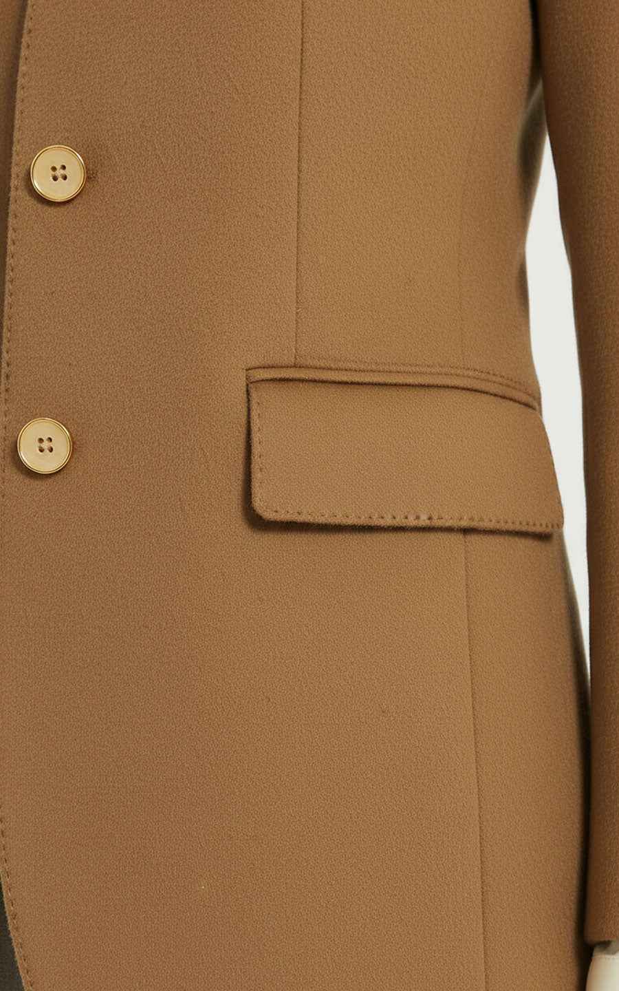 Camel Brown Suit Jacket - Contrast Collar for Women