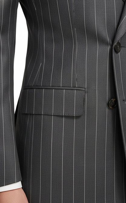 Men's gray pinstriped double-breasted formal custom suits set