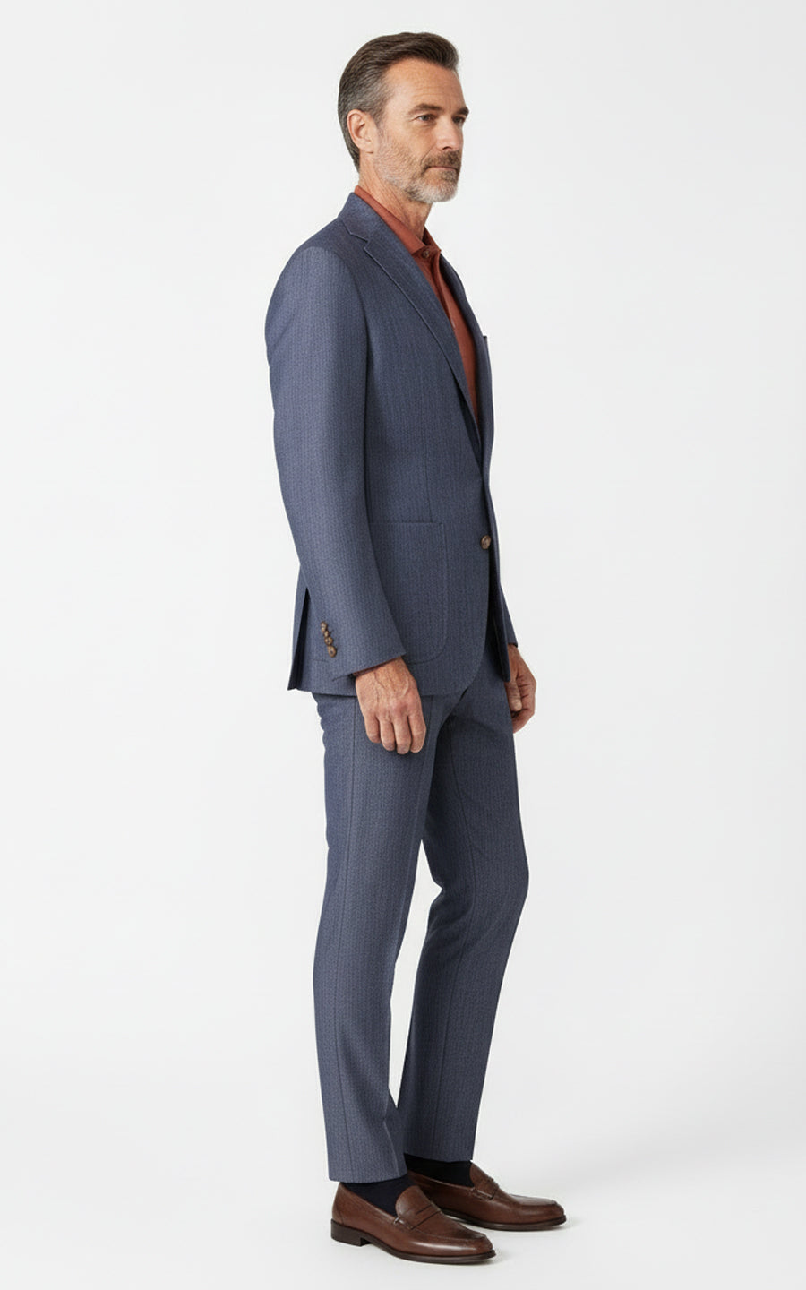 Gray Blue Wool Business Online Suit Custom Casual Men Tailored Set