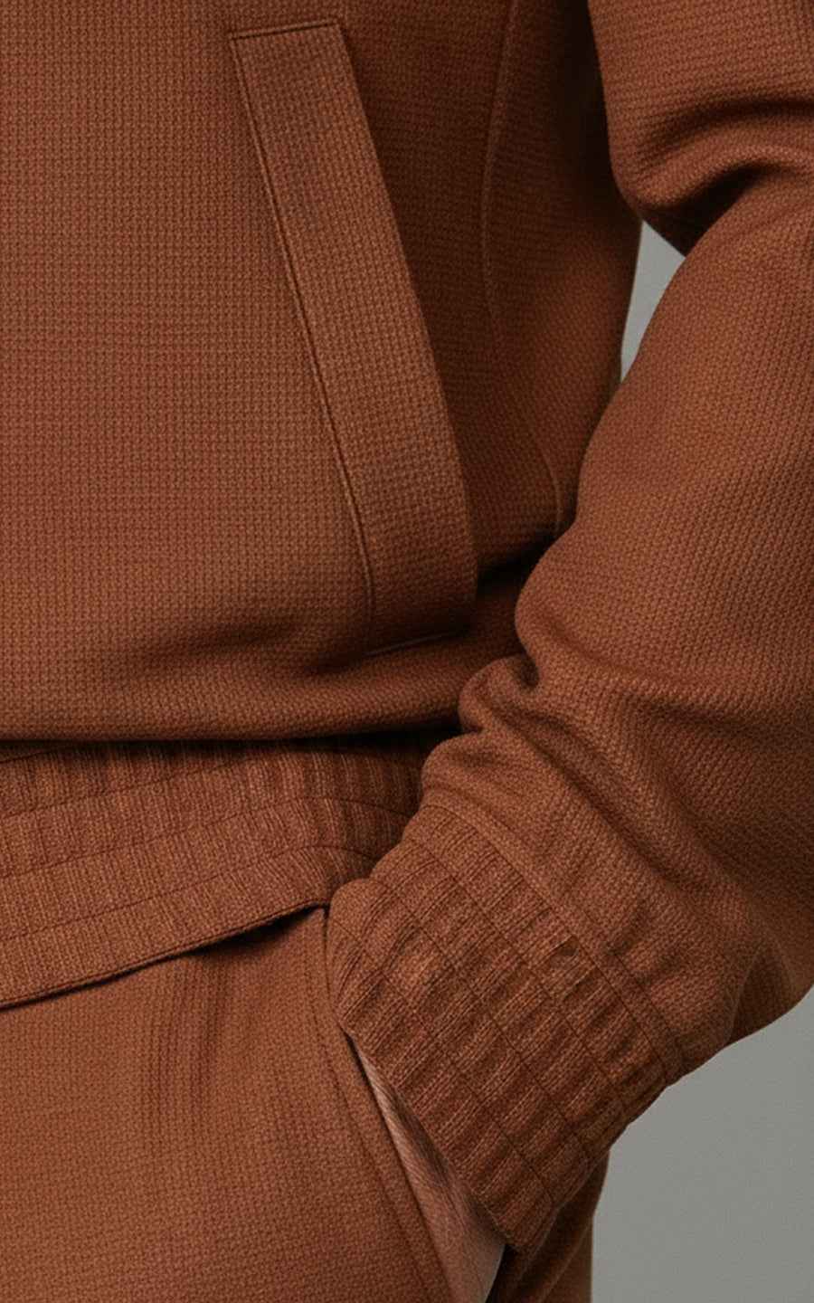 Men's Custom Reddish Brown Stand Collar Casual Jacket