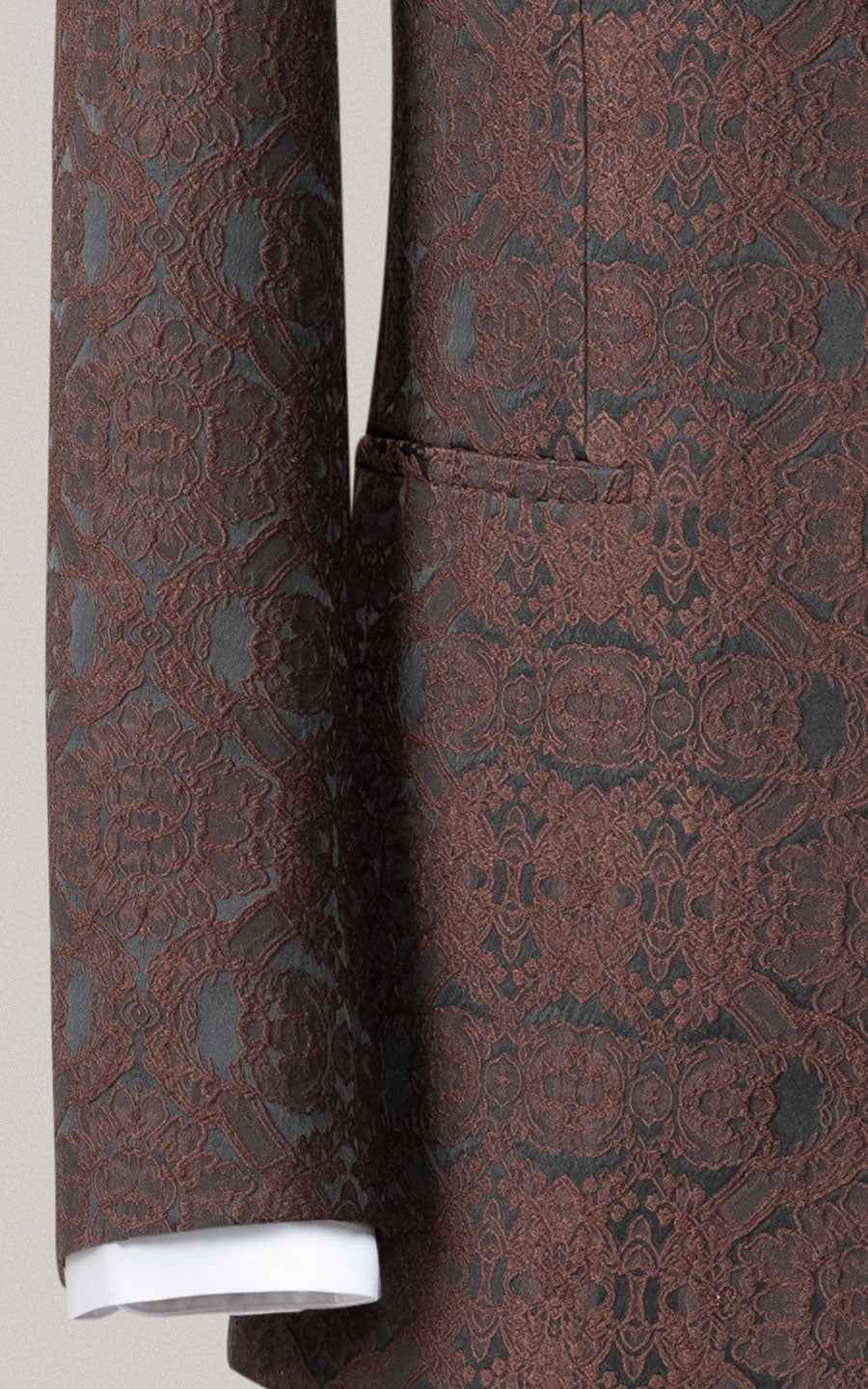 Men's Brown Brocade Chinese Wedding Jacket - Custom