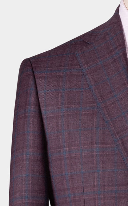 Men's purple plaid suit tailored premium custom fit