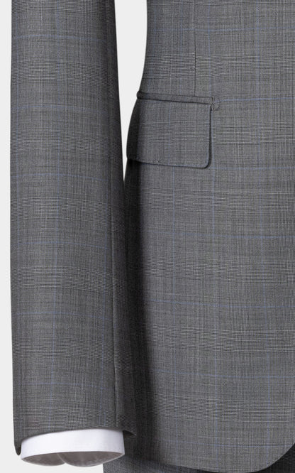 Dark Check Wool Suit Fabric - Premium Custom Made