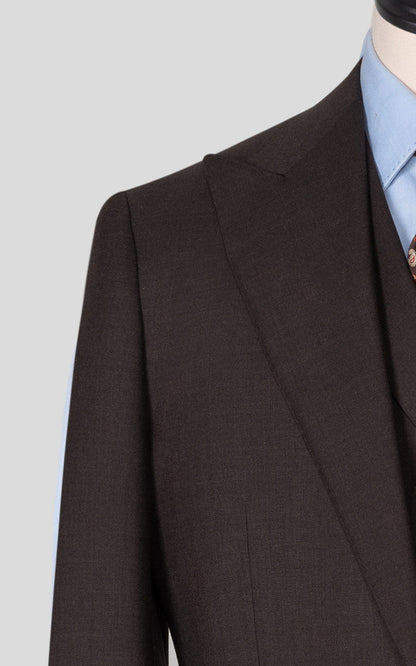 Brown twill bespoke suit fabric texture close up