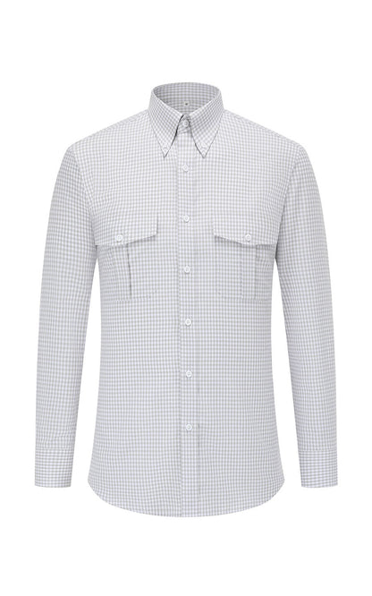 Men's Oxford Grey Check Dress Shirt - Tailored Business