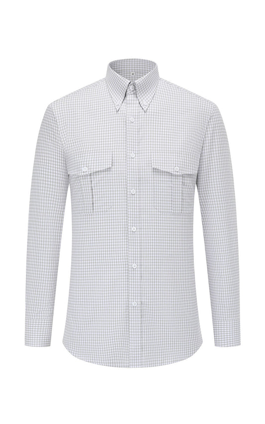 Men's Oxford Grey Check Dress Shirt - Tailored Business