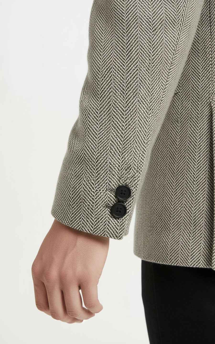 Men's Herringbone Suit - Stand Collar Jacket Style