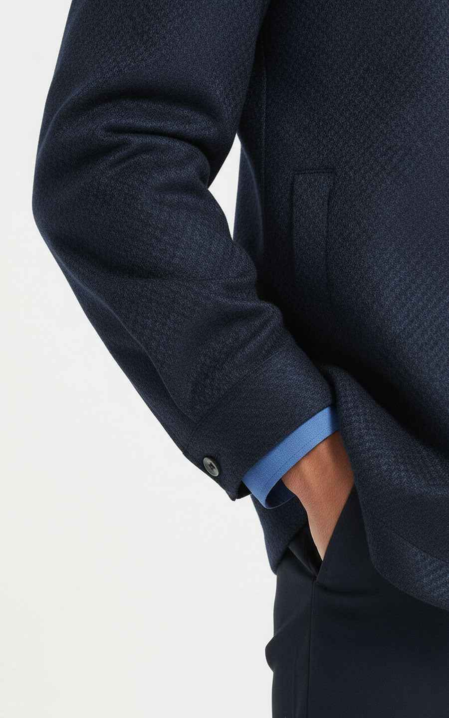 Men's Zip Jacket Navy Blue with Patterned Scarf