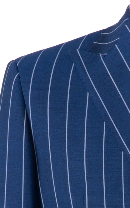 Navy blue pinstripe business suit custom tailored men's