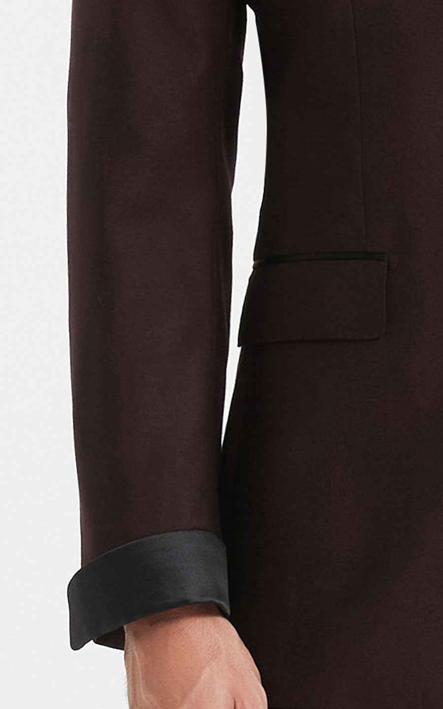 Mandarin Jacket Men - Slim Fit Burgundy Formal Blazer