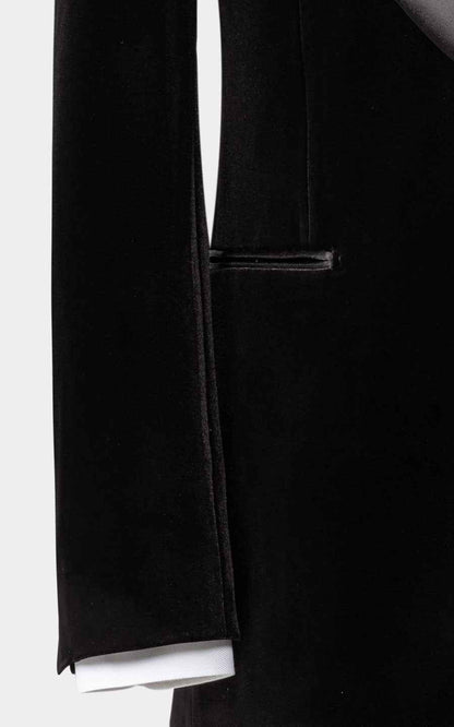 Men's Black Velvet Wedding Blazer - Luxury Groom Suits
