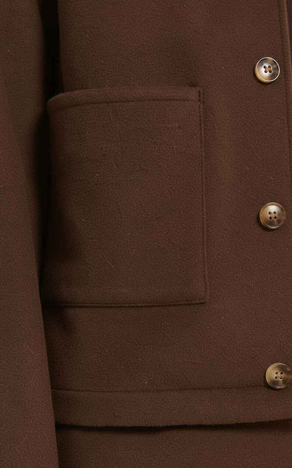 Brown Wool Co-ord Set - Jacket & Skirt | Modern Style