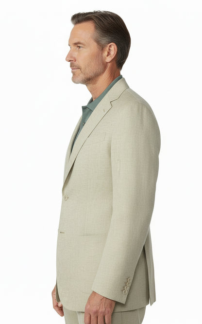 Tailored Beige Linen Custom Suit Men's Casual Blazer