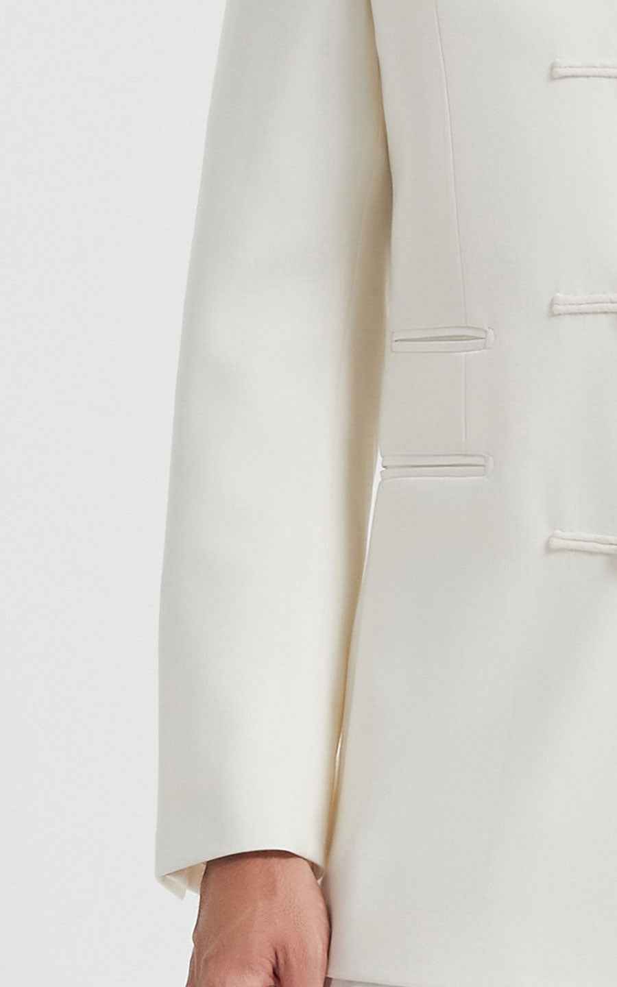 Classic Bamboo Embroidered Chinese Tang Suit Set - Ivory White