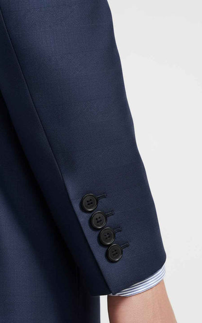 Formal business blue checkered men's custom suit set