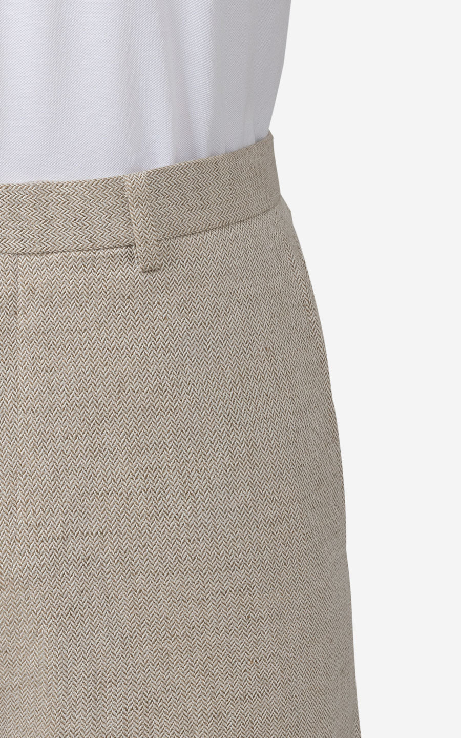 Professional beige pants - herringbone pattern detail