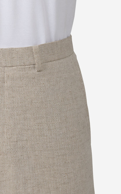 Professional beige pants - herringbone pattern detail
