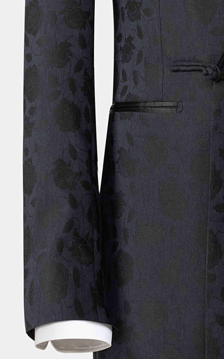 Men's Black Brocade Evening Suit - Custom Groom Wedding Attire