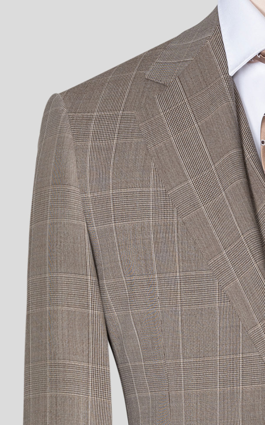 Light brown checkered bespoke blazer tailored suit