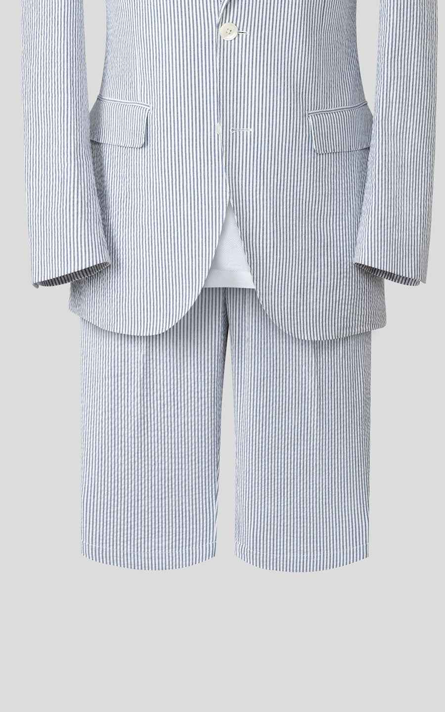 Light Gray Striped Casual Suit Set - Tailor Made