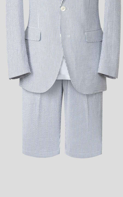 Light Gray Striped Casual Suit Set - Tailor Made