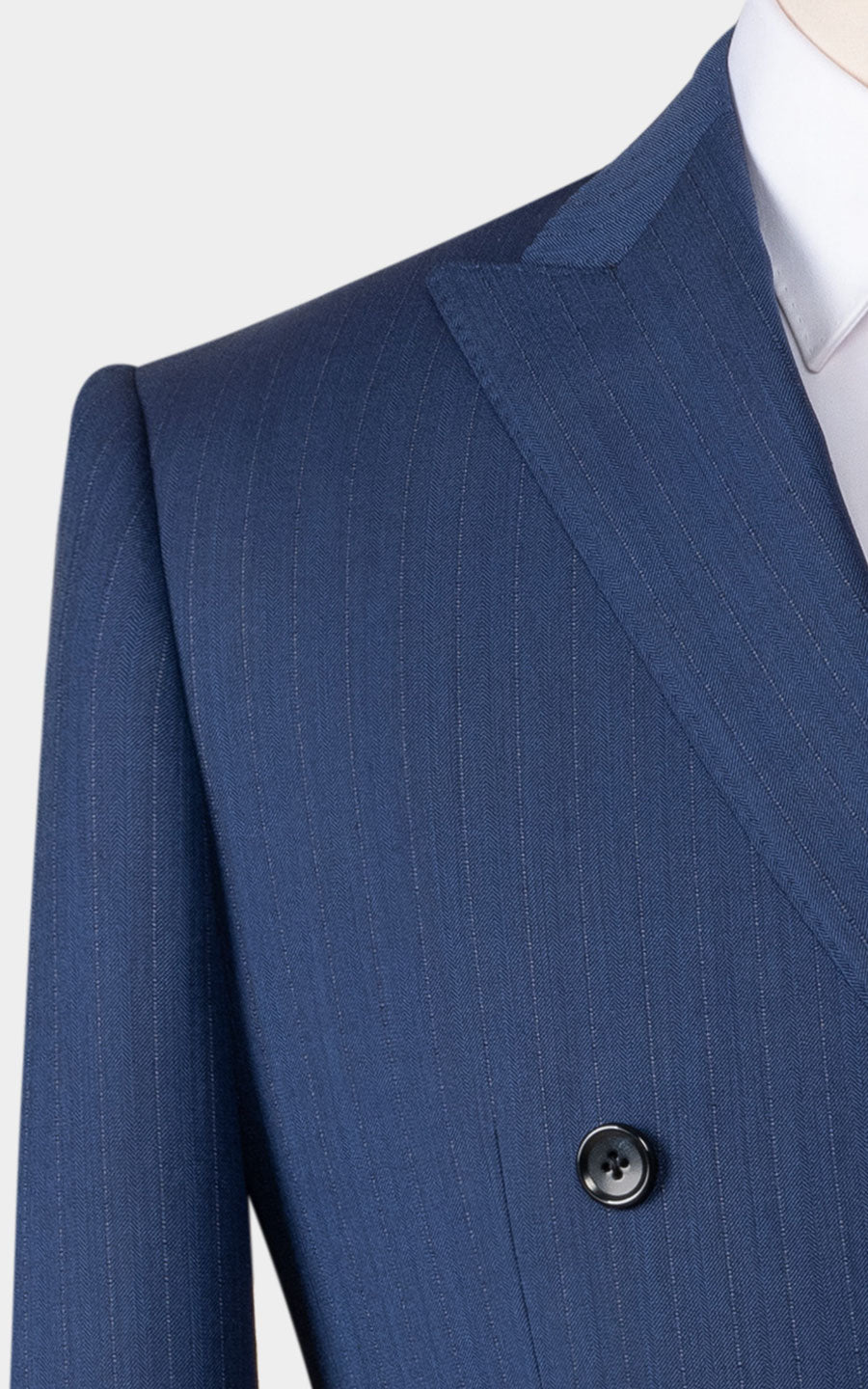 Custom tailored navy herringbone suit premium fit men's