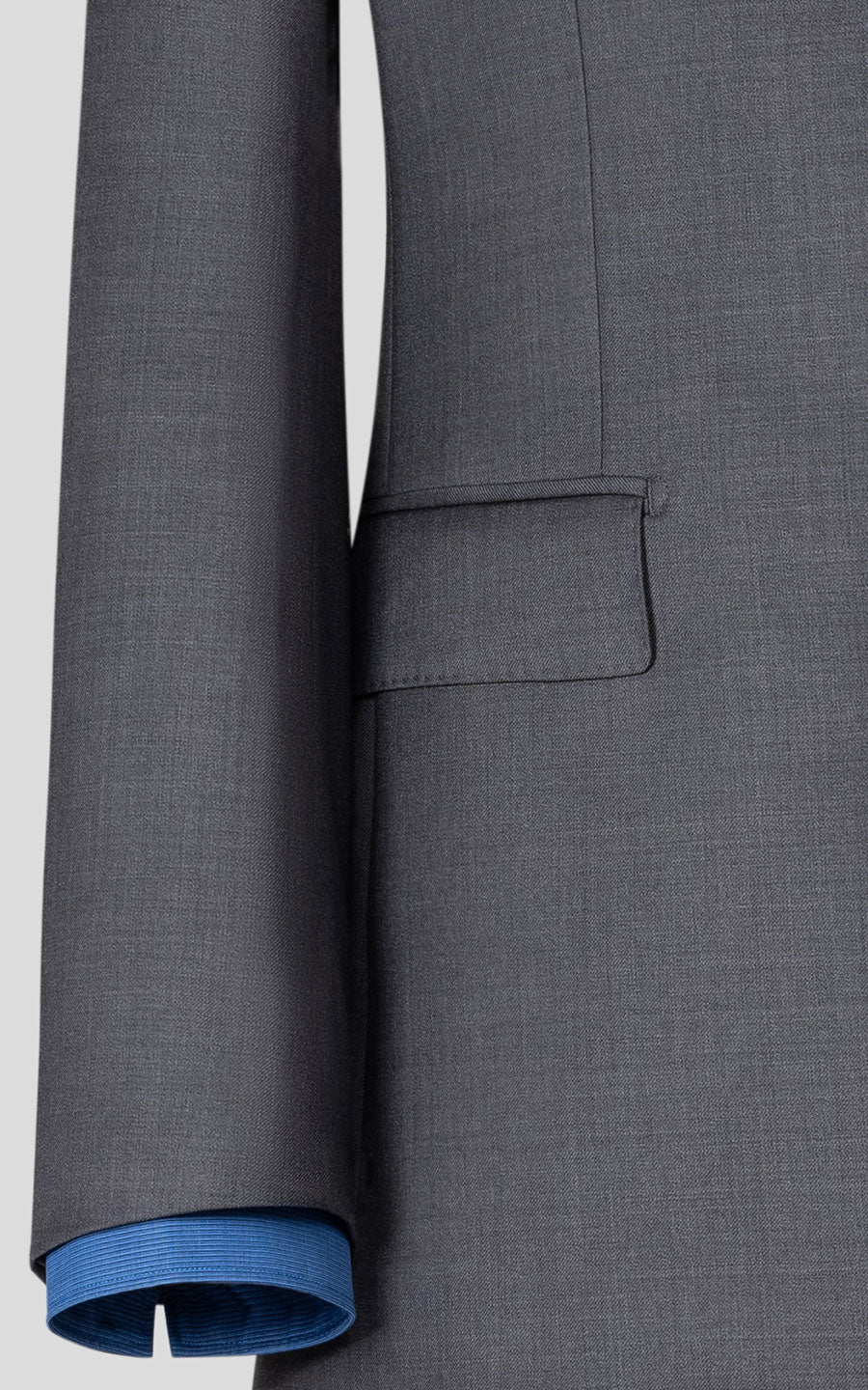 Men's elastic gray suit interior lining bespoke cut